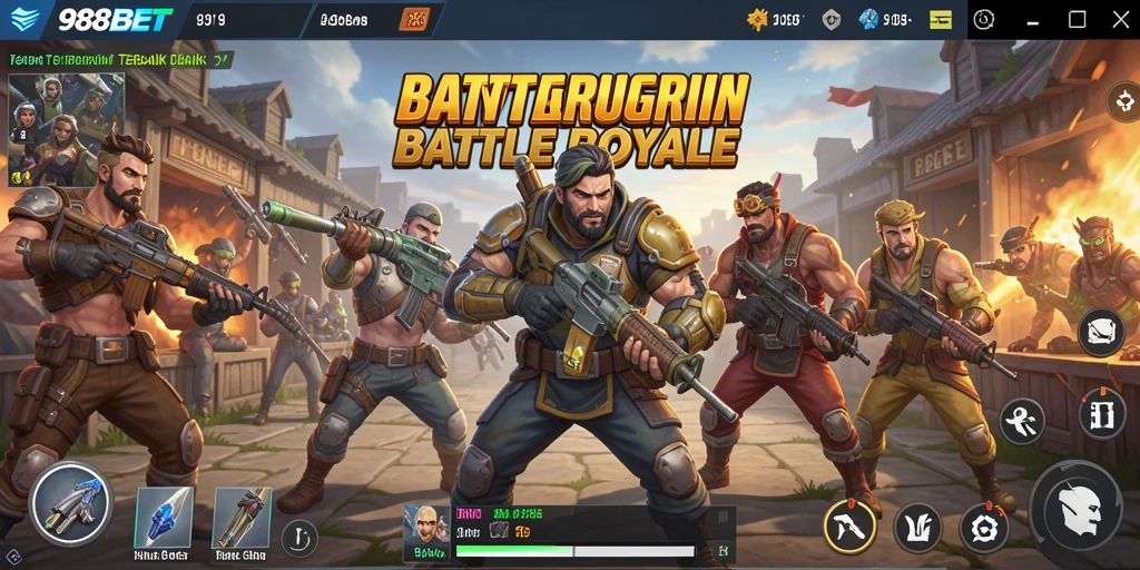 Tampilan gameplay Battle Royale yang mendebarkan dan penuh aksi di 988BET.