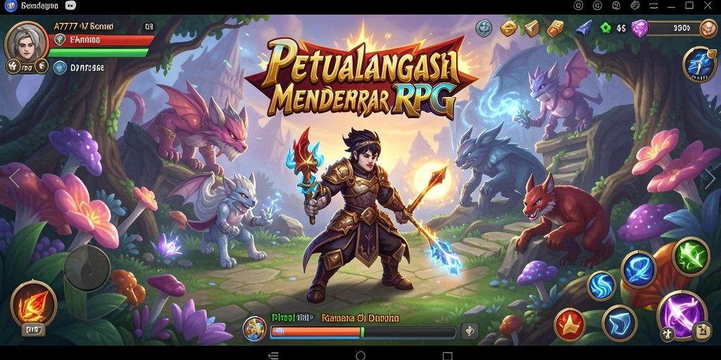 Screenshot gameplay A7777 menunjukkan aksi seru dalam pertarungan RPG.