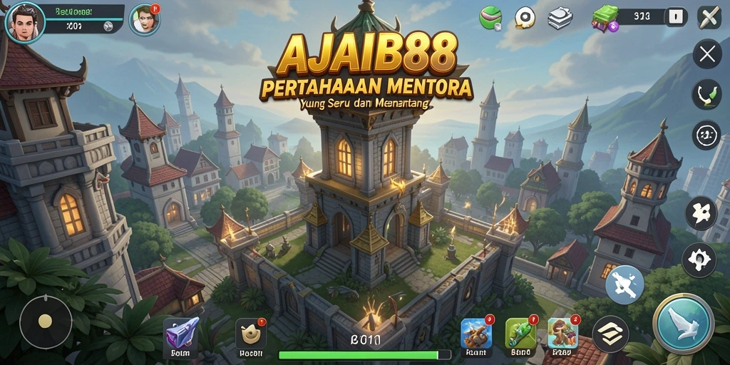 Tampilan gameplay Tower Defense yang dinamis dan menarik dalam AJAIB88.