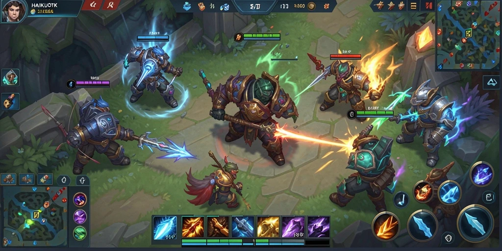 Screenshot HAIKUOTK menampilkan aksi seru gameplay MOBA.