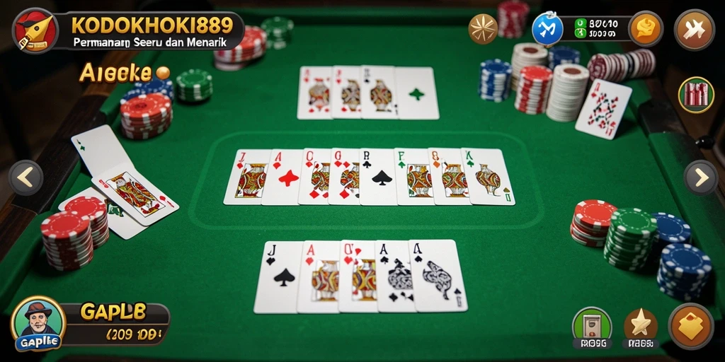 Tampilan gameplay KODOKHOKI889 saat bermain Gaple dengan teman.